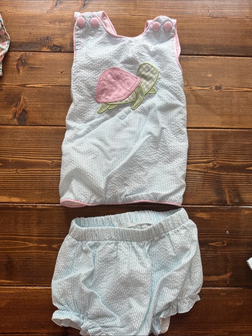Stitchy Fish 18 Pink Turtle Embroidered Bloomers Set